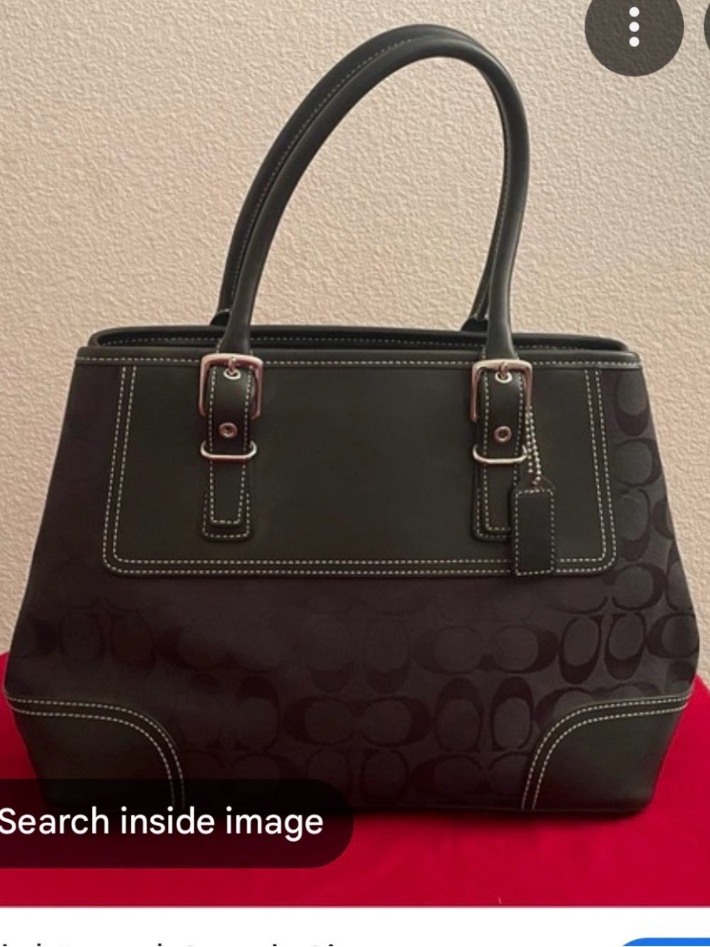 Coach Brown Interior Tote with Cream Contrast Stitching